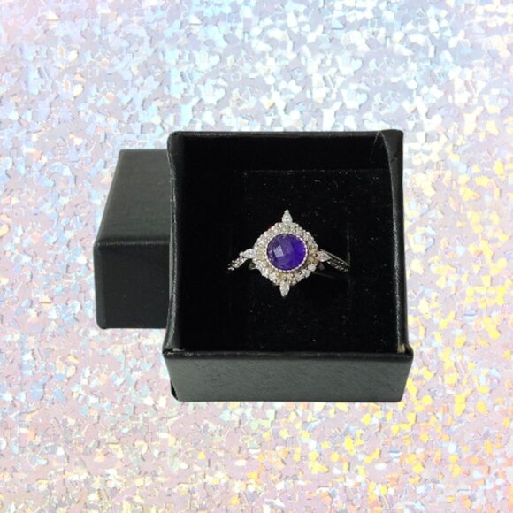 BP Genuine Amethyst Quartz Ring - Rhodium Plating (Size 8) - Picture 5 of 7